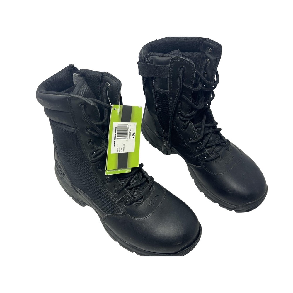 Interceptor Combat Work‎ Boots Mens Size 7.5 Black Leather Zip Lace Up Tactical